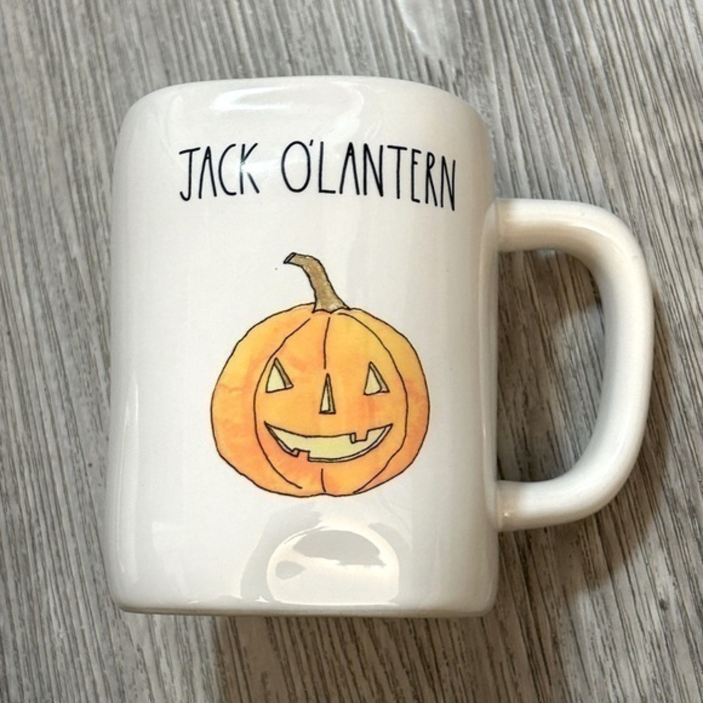 RAE DUNN artisan JACK O LANTERN Halloween coffee mug cup drinkware. Like new